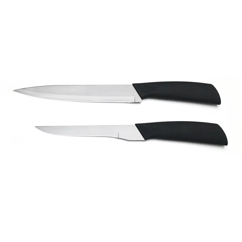 Hip-home Kitchen knives with black handle set of 5 stainless steel wood grain surface coated handle