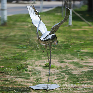 Escultura de Grúa de Acero Inoxidable para Montaje en Suelo, Pieza de Arte para Exteriores, Paquete de Varias Piezas, Figura Animal Hecha a Mano - Product Image 4