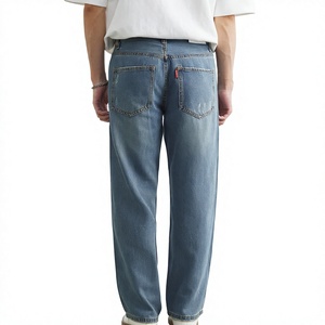 Pantalones Vaqueros de Mezclilla a Cuadros Ligeros y Transpirables para Hombre, Ecológicos, 100% Algodón, Lavado Vintage, Corte Recto, Lavado Personalizado, 2026 - Product Image 4
