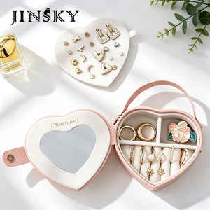 JINSKY Modern Rectangle Luxury Jewelry <b>Box</b> Portable High End Trinket <b>Box</b> <b>Mini</b> Jewellery <b>Storage</b> Case for Rings Earrings - Product Image 2