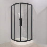 Ensemble complet d'accessoires pour salle de bain en forme d'arc, porte de douche en acier inoxydable noir mat, unité de salle de bain préfabriquée, poignées de porte.