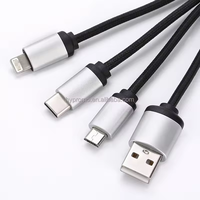 Cable de Carga de Nylon Trenzado con Luz LED, Cargador Rápido Múltiple 3 en 1, Cable USB para Teléfono, Regalo Promocional