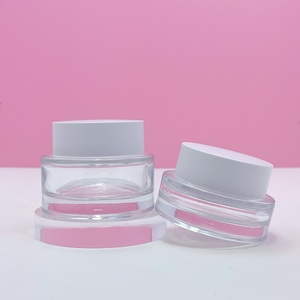 Luxury Custom Eye Face Glass Cream Jars 30ml 50ml clear Frosted Thick Bottom <b>Empty</b> Luxury Glass Cosmetic Jar with Lids - Product Image 1