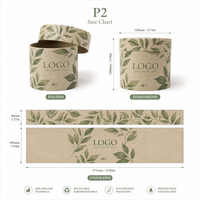 Boîte d'emballage cylindrique personnalisée avec logo, vente en gros, nature, feuilles, herbes, boîte cadeau durable, prix d'usine