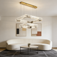 Lustre carré à double couche certifié SAA, suspension LED en cristal pour salon, luminaire suspendu pour l'Australie