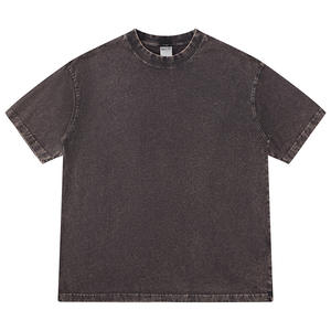 T-shirt en coton pour homme de haute qualité, luxueux, uni, lavé à l'eau, délavé à l'acide, imprimé surdimensionné, tissu tricoté anti-froissement - Product Image 6