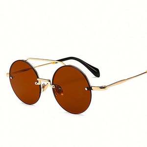 Gafas de Sol Redondas Vintage de Moda, Personalizadas con Logotipo, para Hombre y Mujer, Color Rojo y Azul, Pequeñas, con Protección UV400, Metálicas - Product Image 1