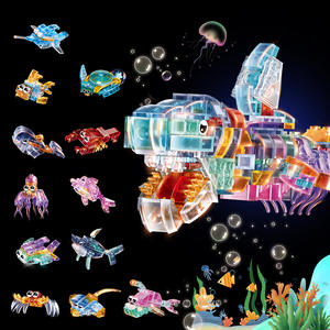 Jouet de construction en plastique ABS, 40 pièces, puzzle d'animaux marins transparents, jouet éducatif pour les enfants de 14 ans et plus - Product Image 4