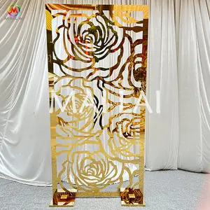 MAILAI Factory Direct Sale Stainless Steel Acrylic Wedding Backdrop Rose Pattern for Wedding Decoration