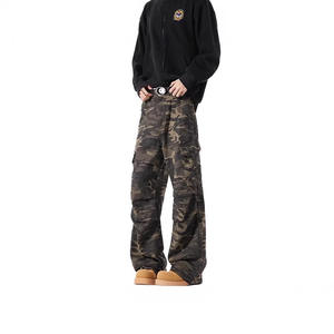 Pantalon cargo camouflage pour homme, léger, taille mi-haute, printemps automne, nouveau jean américain de rue, coupe droite, ample, jambe large, décontracté - Product Image 5