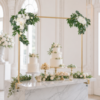Arche de table de mariage plaquée or de qualité supérieure, support rectangulaire en métal de 230 cm de large, écologique, durable, avec pinces à vis stables