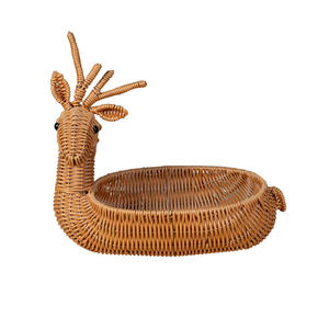Cesta de mimbre con forma de ciervo marrón para frutas, contenedor de almacenamiento para cocina, sala de estar, uso decorativo - Product Image 2