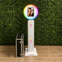 Support de photomaton pour iPad 13 pouces avec anneau lumineux, kiosque selfie pour iPad pour mariage, fête, événement, support universel pour tablette