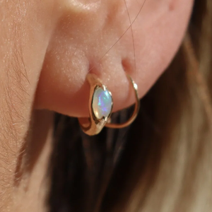 Fine Jewelry Earrings Sterling <strong>Silver</strong> <strong>Small</strong> Stone <strong>Hoop</strong> for Women 14k Gold Plated Open Natural Opal <strong>Hoop</strong> Earrings - Product Image 6