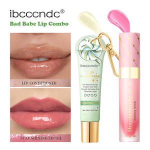 Bad <strong>Babe</strong> Lip Combo Frosted Peppermint and Clear Lip Gloss with a Keychain Long Lasting Moisturizing Hydration Plumper Set - Product Image 1