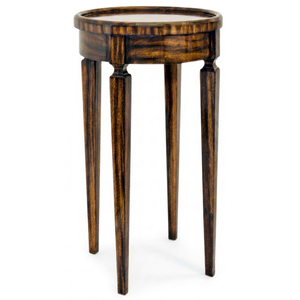 Table basse ronde moderne en bois avec pieds coniques, finition brun foncé, meubles de salon - Product Image 1