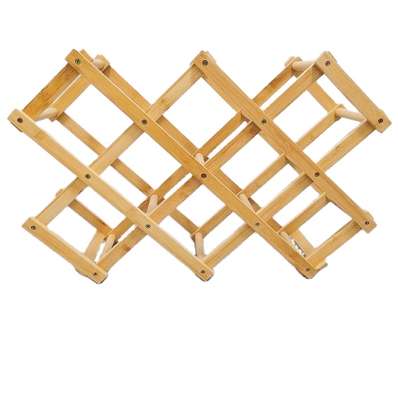 Durable Using Low Price Creative Solid Bamboo Foldable Wine Rack Red Wine Holder