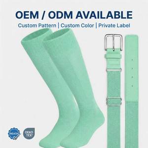 Ensemble <span class=keywords><strong>ceinture</strong></span> de baseball réglable et chaussettes personnalisées en PU et <span class=keywords><strong>ceinture</strong></span> extensible avec chaussettes en maille pour uniformes d'équipes de baseball et de softball - Product Image 1