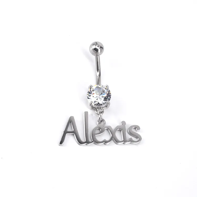 Wholesale Gold Plated Zircon Personalised Custom Nameplate Belly Ring