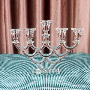 DEXI Table Party Candlestick Wedding Decoration 5 Arm Crystal Candle Holder Centerpieces