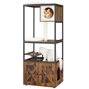 <span class=keywords><strong>Feandrea</strong></span> Vente en gros Maison pour chat 3 en 1 style bois Meuble arbre à chat Tour Condo avec poteaux à gratter et enclos pour litière - Product Image 1
