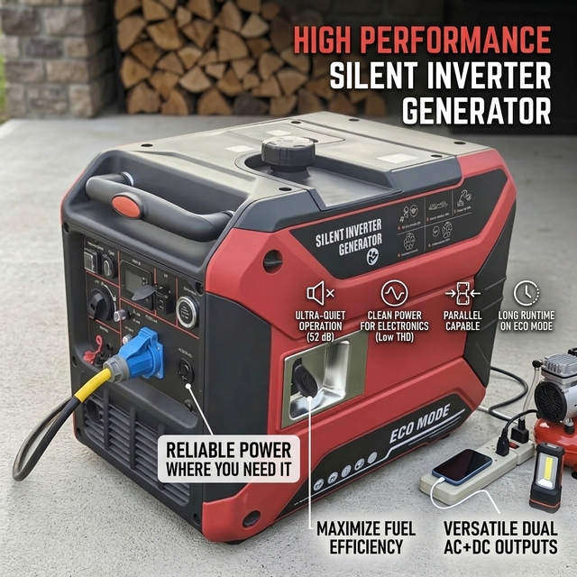 Super Silent Gasoline Inverter Generator 2KW 3 5 Portable Soundproof Multi Function Outlet Fuel Efficient Best Price