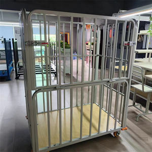 Voiture de clôture à demi-<span class=keywords><strong>porte</strong></span> Chariot industriel Support en tissu Voiture d'emballage en vrac Chariots à étagères en métal Brouettes Chariot à quatre roues en tissu - Product Image 4