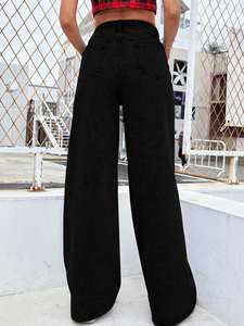 Vente en gros - Meilleures ventes : Jean pour femme décontracté, extensible, en denim délavé, coupe droite, taille haute, tendance - Product Image 5