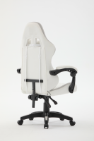 Chaise de bureau exécutive pivotante en cuir PU blanc, style gamer et de course, avec vérin à gaz 3 positions et base chromée, prix usine