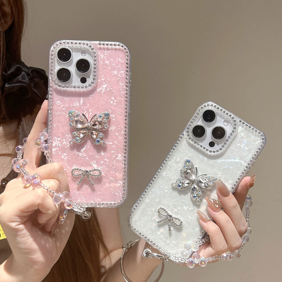 Rhinestone Butterfly Ins-Style Case for iPhone 11–17