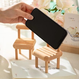 Solid Wood Tablet Stand <b>Mini</b> Chair Desktop Phone Holder Creative Wooden Base For Tablet <b>PC</b> Stands - Product Image 2