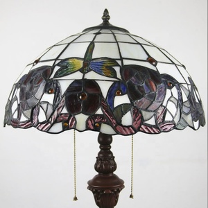 LongHuiJing Traditional Tiffany LED Floor Lamp with Handmade Stained Glass Red Rose Dragonfly Pattern Lampshade Antique Style - Product Image 2