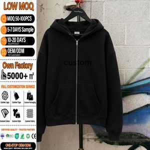 Sudadera con Capucha y Cremallera Unisex Personalizada, 100% Algodón Felpa, Corte Holgado, Estilo Casual para Otoño, Color Sólido - Product Image 1