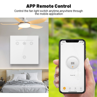 Interruptores Inteligentes LED para Ventilador con Control de Velocidad, 1 Canal, Control Remoto, Panel Táctil, Sensor WiFi para Alexa Smart Life