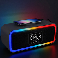 6-in-1 BT-speaker met draadloze oplader, wekker, witte ruis, RGB-verlichting |   BT 5.4, 15W geluid, 3600mAh |   Zwart/Wit