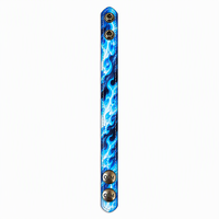 Bracelet en cuir personnalisé bleu glace à flamme électrique, style cyberpunk punk, avec bouton-pression, OEM ODM