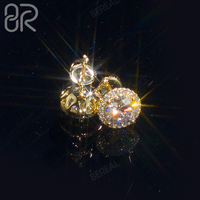 Pengiriman CEPAT 10K 14K 18K anting bunga emas padat Iced Out potongan brilian bulat Vvs Moissanite berlian anting Cluster halus