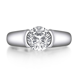 Anillos de Moissanita con Corte Redondo Simple de 1ct, Color D, VVS1, Anillos Solitarios de Diamantes, Cobre Chapado en Oro de 14K, Joyería para Mujer con Certificado GRA - Product Image 5