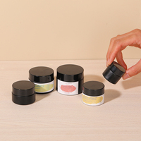 Pot en verre noir mini crème de 10 ml, 15 ml, 20 ml, 30 ml, 50 ml pour soins du visage avec étiquettes personnalisées, bouchon à vis, coussinet intérieur anti-fuite