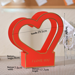 Cajas en forma de corazón <span class=keywords><strong>con</strong></span> estampado de oro para flores, ramo vacío, bolsas de regalo <span class=keywords><strong>con</strong></span> asa, cesta de flores, caja de envoltura de flores <span class=keywords><strong>rosas</strong></span> - Product Image 4