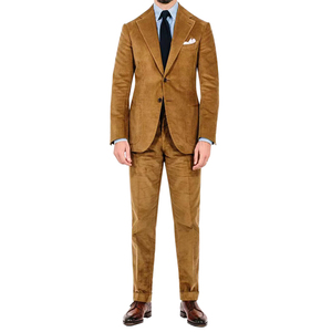 Costumes 2 pièces en velours côtelé marron à simple boutonnage pour hommes - Product Image 3