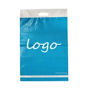 Ready Ship Blue Printed Poly Mailer Bag Custom Double Sealing Tape Handle Waterproof Express E-commerce Logistics Packaging