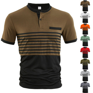 Custom Men Short Sleeve for Shirt Embroidery Logo 200GSM 100% Polyester Knitted Breathable Color Block Golf Workwear Top - Product Image 1