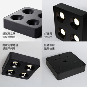 Lámpara LED de techo cuadrada de montaje en superficie, 4 cabezales, ultrafina, minimalista, antideslumbrante, para dormitorio, sala de estar - Product Image 4