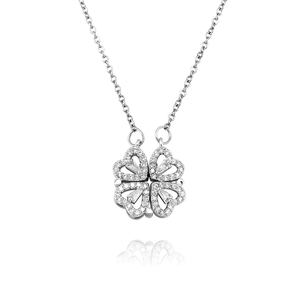 Atacado de Joias para Revendedores: Novo Estilo de Colar com Pingente Independente de Cobre Banhado a Ouro, com Zircônia Incrustada em Formato de Coração e Flor - Product Image 5