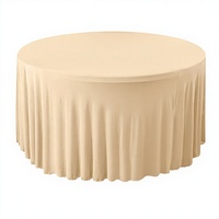 Nappe plissée premium en spandex pour table ronde, ajustée, 4, 5 et 6 pieds, pour mariage, hôtel, banquet, vente en gros