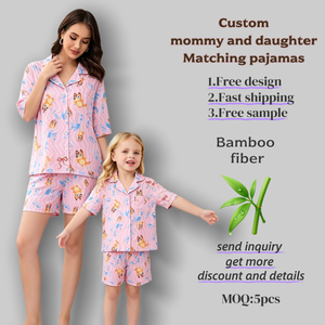 Set Pigiama Coordinato Mamma e Figlia <span class=keywords><strong>in</strong></span> Bambù Personalizzato, Leggero e a Maniche Corte per la <span class=keywords><strong>Vita</strong></span> Quotidiana - Product Image 6
