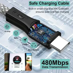 Kabel Data Usb gulungan magnetik, kabel kualitas tinggi Bio 1.5m 5 kaki magnetik, kabel Data Usb C, kabel pengisian cepat, kabel Magnet
