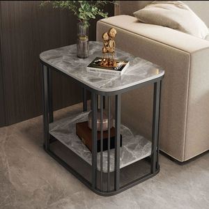 Mesa de Centro Moderna de Losa de Roca para Sala de Estar, Mesa de Centro Pequeña Cuadrada para el Hogar, Combinación de Mesas de Centro - Product Image 2