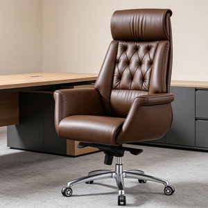 Silla Ejecutiva de Cuero Genuino: Cómoda para Largas Jornadas de Trabajo, con Ajuste de Altura, Silla Giratoria Ejecutiva - Product Image 6
